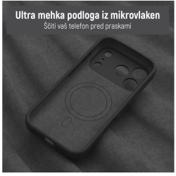 Notranjost ovitka N‑Soft Magnetic z mehko podlogo iz mikrovlaken za zaščito telefona pred praskami.