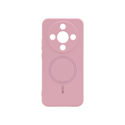 Prosojen zaščitni ovitek za Honor Magic8 Lite v rožnati barvi z označenim svetlo sivim magnetnim krogom.