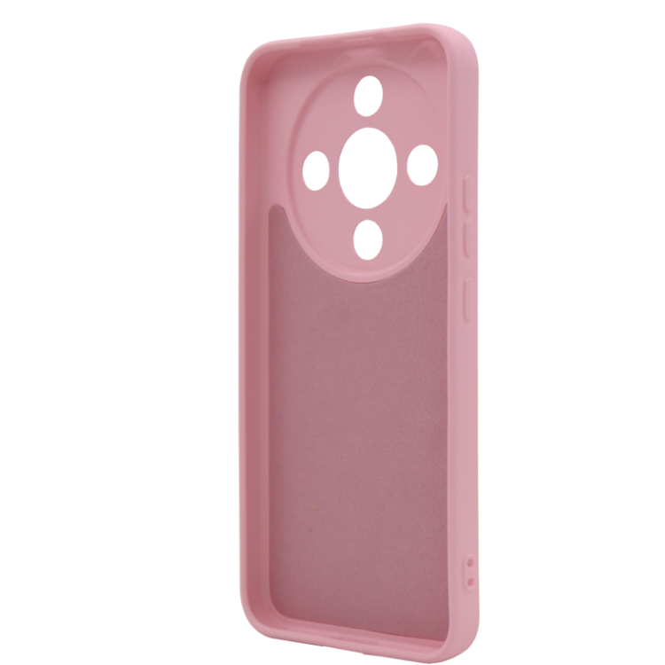 Prosojen zaščitni ovitek za Honor Magic8 Lite v rožnati barvi z označenim svetlo sivim magnetnim krogom.