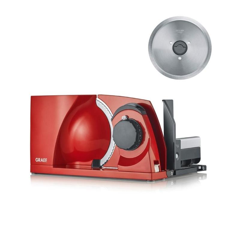 Rdeč zložljiv električni rezalnik GRAEF z okroglim rezilom, nastavitvenim gumbom