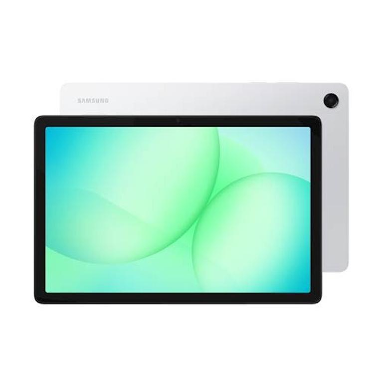 Samsung Galaxy Tab A11+ SM-X230 srebrne barve, prikaz sprednje in zadnje strani tabličnega računalnika.
