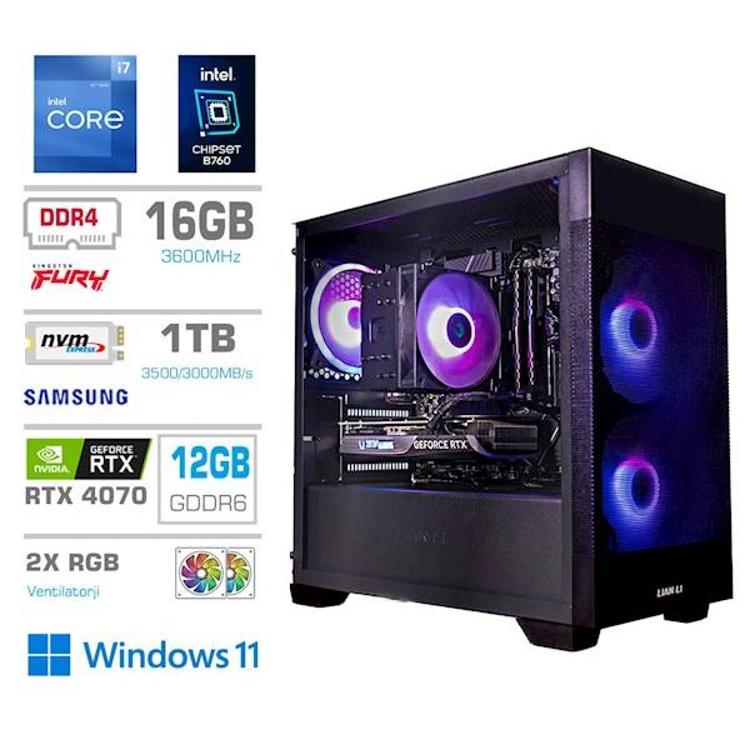 Računalnik PCX Exton i7 12700F/16GB/1TB/RTX4070/RGB/W11H