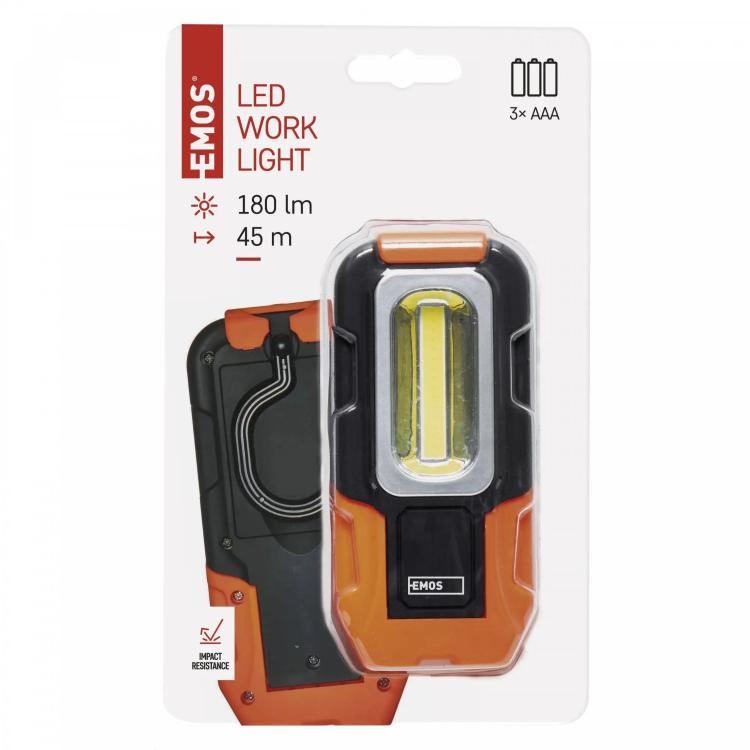 Ročna LED delovna svetilka Emos 3W COB LED, 180 lm, 3×AAA