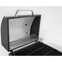 Notranjost ogljenega žara Landmann z glavno rešetko in dodatno grelno polico.