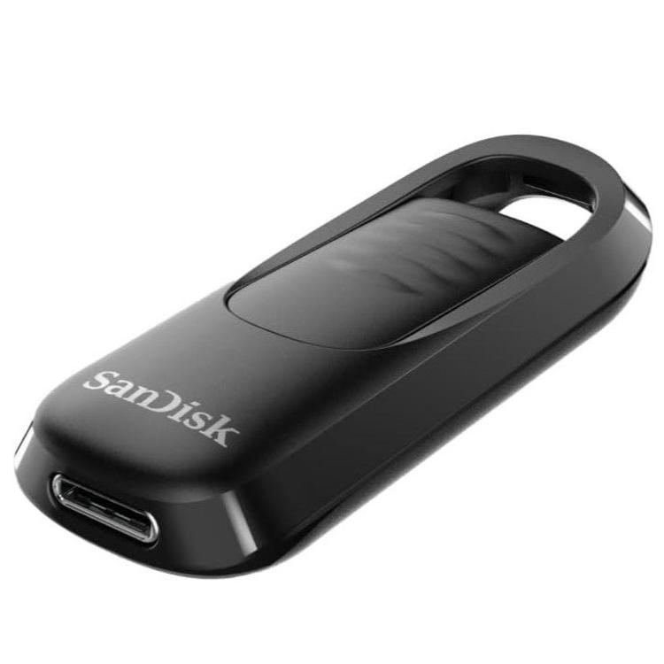 USB-C ključ SanDisk Ultra Slider 128 GB, 3.2 Gen1, 300 MB/s, črn