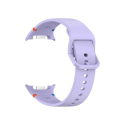 Vijoličen silikonski pašček Samsung Stitch za Galaxy Watch, mehak material, barvni detajli in klasična zaponka.