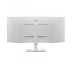Dell S3425DW, zadnja stran monitorja, belo ohišje, minimalističen dizajn, nastavljivo stojalo.