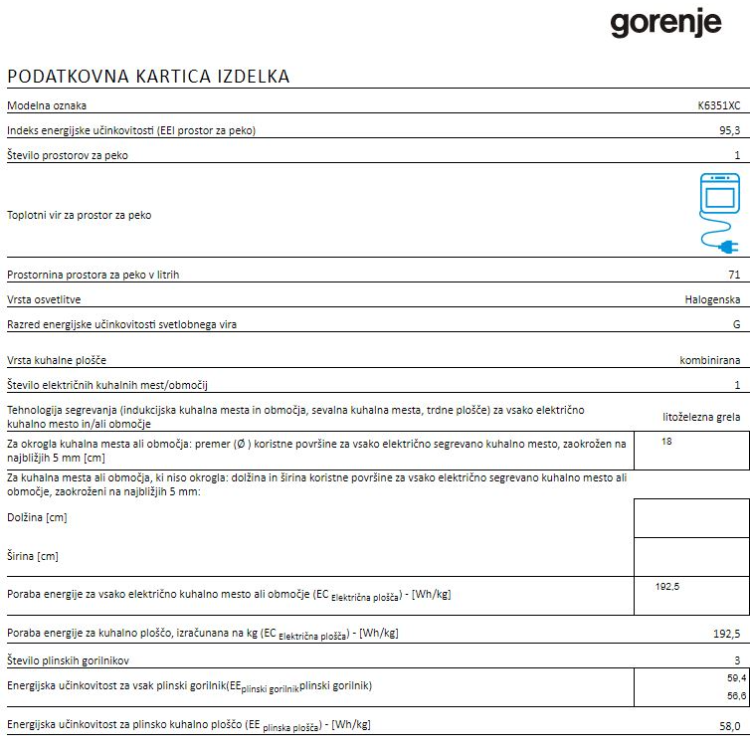 Kombinirani štedilnik Gorenje K6351XC-5