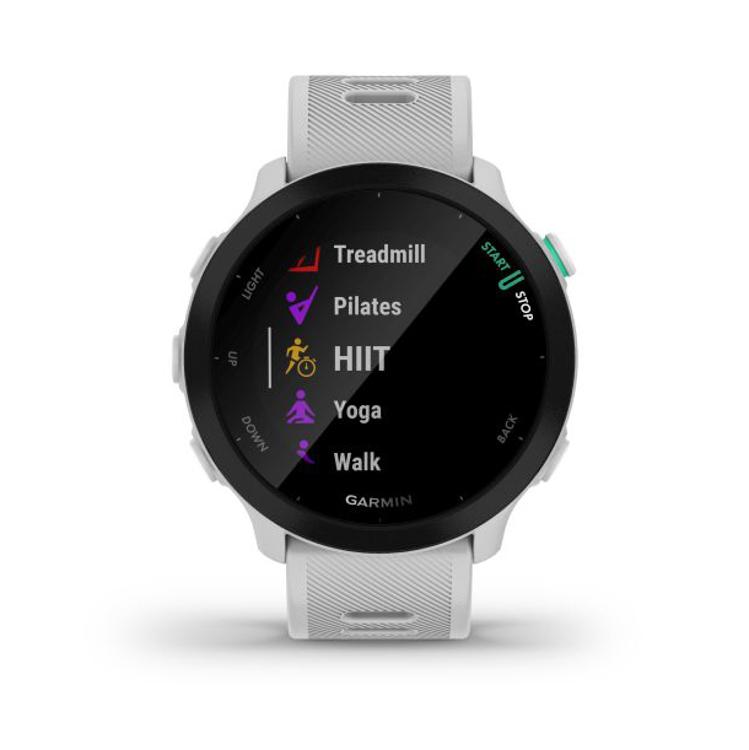 Tekaška ura Garmin Forerunner 55, GPS, z vadbenimi funkcijami, bela_1