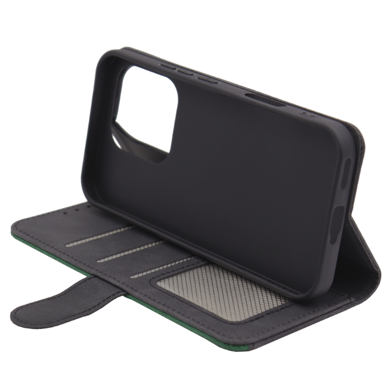 Črna preklopna torbica za Honor 600 Lite z magnetnim zapiranjem, notranjim TPU ohišjem, režami za kartice in funkcijo stojala nudi celovito zaščito in praktično uporabo.