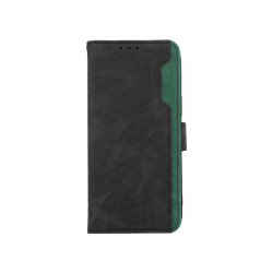 Črna preklopna torbica za Honor 600 Lite z magnetnim zapiranjem, notranjim TPU ohišjem, režami za kartice in funkcijo stojala nudi celovito zaščito in praktično uporabo.