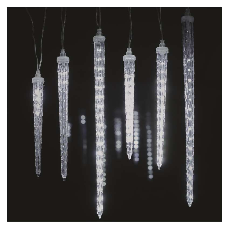 Božična girlanda ledene sveče Emos, LED 160, 6 kosov, 2 m, zunanja in notranja, hladna
