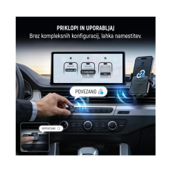 Hitra povezava Bluetooth brez nastavitev, “priklopi in uporabljaj”; univerzalni USB‑A avto adapter.