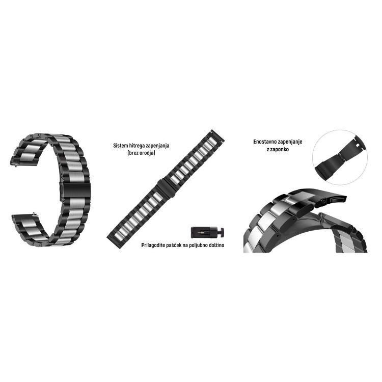 Kovinski pašček 22 mm, Black Silver_1