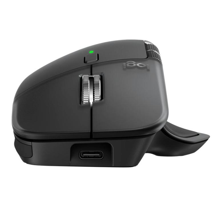 Logitech MX Master 4 z USB‑C polnjenjem, stranskim koleščkom za vodoravno drsenje in napredno večtočkovno povezljivostjo zagotavlja natančen nadzor ter učinkovito upravljanje dokumentov, preglednic in ustvarjalnih projektov.