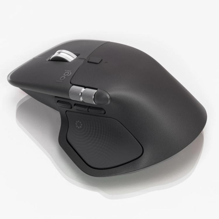 Logitech MX Master 4 z ergonomično obliko za desničarje, elektromagnetnim koleščkom MagSpeed in programabilnimi gumbi omogoča izjemno udobje ter visoko produktivnost pri vsakodnevnem delu.