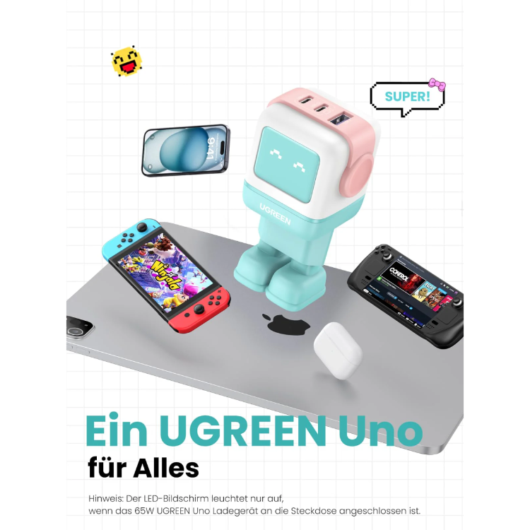 Prenosna baterija Ugreen Nexode RG 65W GaN, roza