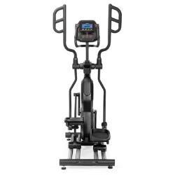 Gymstick GX9.0 Crosstrainer s sprednjim pogledom, velikim zaslonom, premičnimi ročaji in širokimi stopalkami.