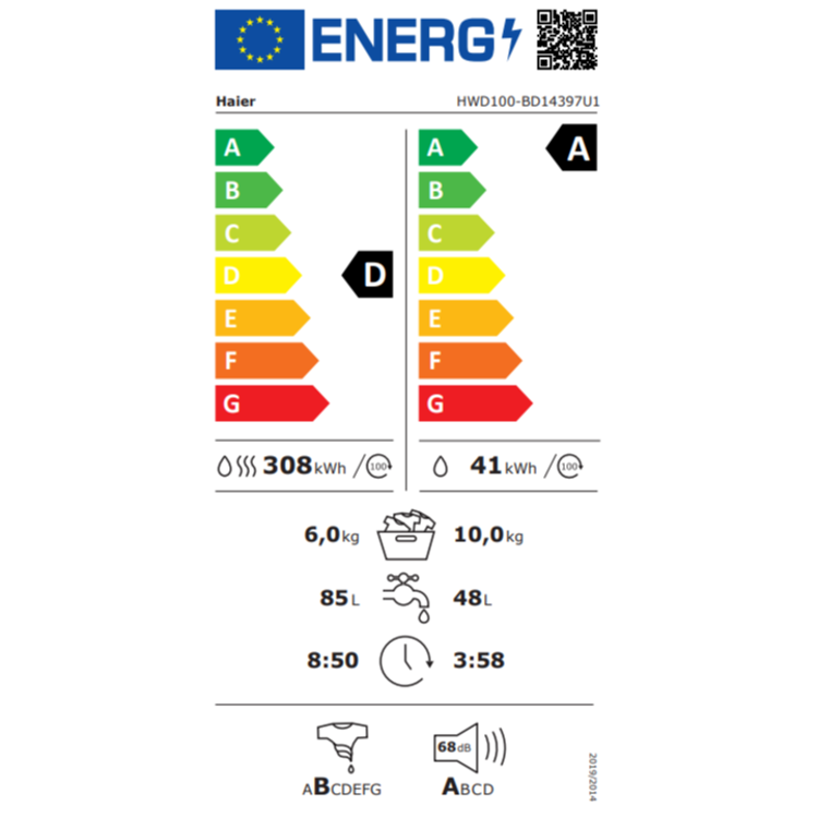 Pralno sušilni stroj HAIER HWD100-BD14397US,10+6kg