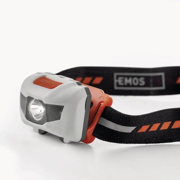 Naglavna LED svetilka Emos, 1 LED 1W+2LED, 3×AAA, 85 lm, 65m