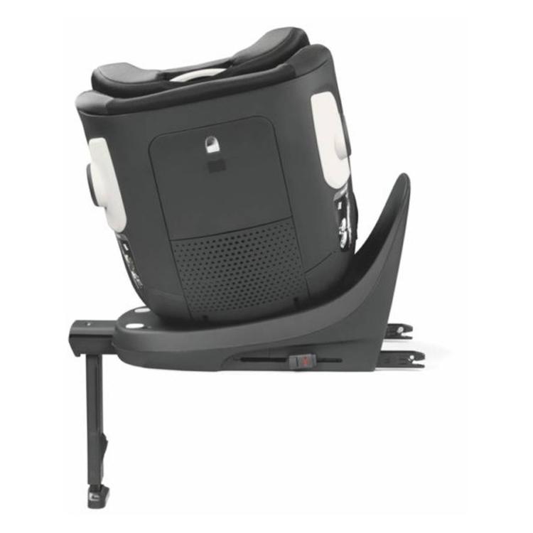Zadnja stran otroškega avtosedeža z vidnimi priključki ISOFIX in oporno nogo