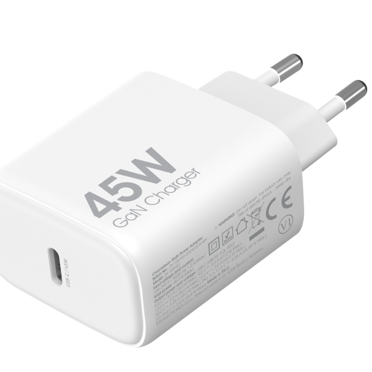 Bel Chameleon 45 W GaN hišni polnilnik z USB‑C izhodom, kompaktnim ohišjem in podporo hitremu polnjenju.