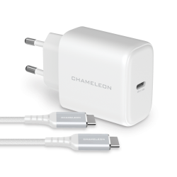 Bel hišni polnilec Chameleon PD 45W s priloženim USB‑C kablom za hitro in zanesljivo polnjenje.