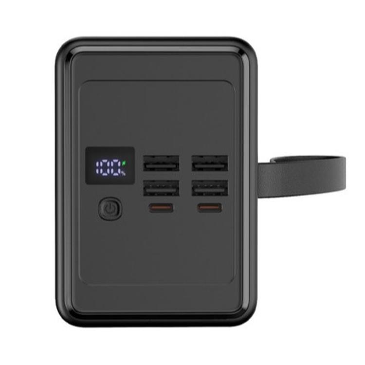 Polnilna baterija Platinet PMPB802, 20W, 80.000mAh, pogled pod kotom z ročajem, zaslonom in priključki