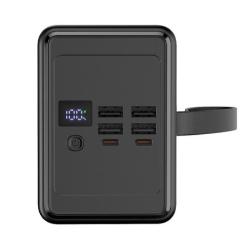 Polnilna baterija Platinet PMPB802, 20W, 80.000mAh, pogled pod kotom z ročajem, zaslonom in priključki