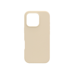 Bež silikonski ovitek za Apple iPhone 16 Pro, tanek zaščitni etui z mehko površino in izrezom za kamero.