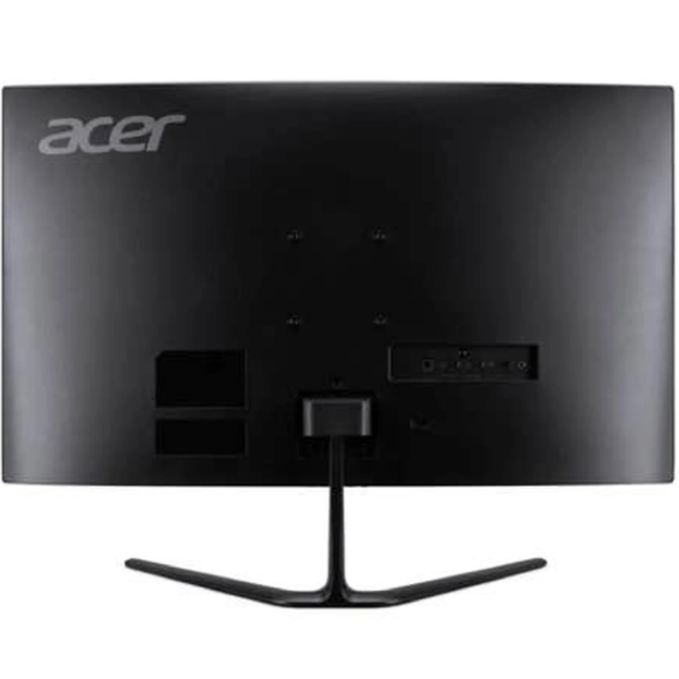  Zadnja stran ukrivljenega monitorja Acer s priključki in centralnim stojalom.