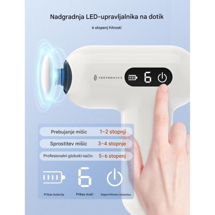 Masažna mini pištola TAOTRONICS, bela