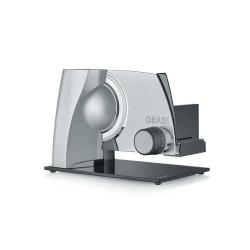 Električni rezalnik hrane Graef v srebrni barvi, stranski pogled