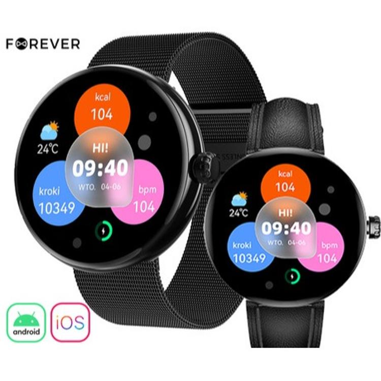 Pametna ura Forever ForeVive 5 SB-365, 1.3" AMOLED zaslon, IP68, črna