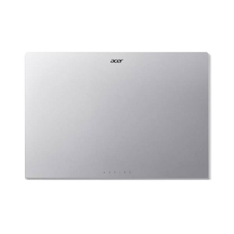 Zaprt srebrn Acer Aspire prenosnik z minimalističnim dizajnom in logotipom Acer na pokrovu.
