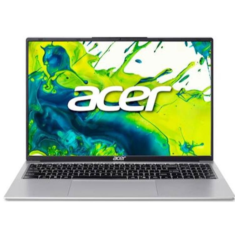 Sprednji pogled na Acer Aspire prenosnik z velikim zaslonom, tankimi robovi in numerično tipkovnico.