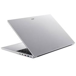 Delno odprt Acer Aspire prenosnik, prikazan iz zadnjega kota z vidnimi priključki ob strani.