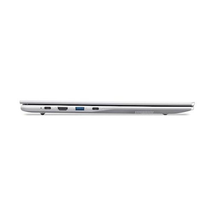 Pogled na drugo stran Acer Aspire prenosnika z dodatnimi priključki USB-C, USB-A in prezračevalnimi režami.
