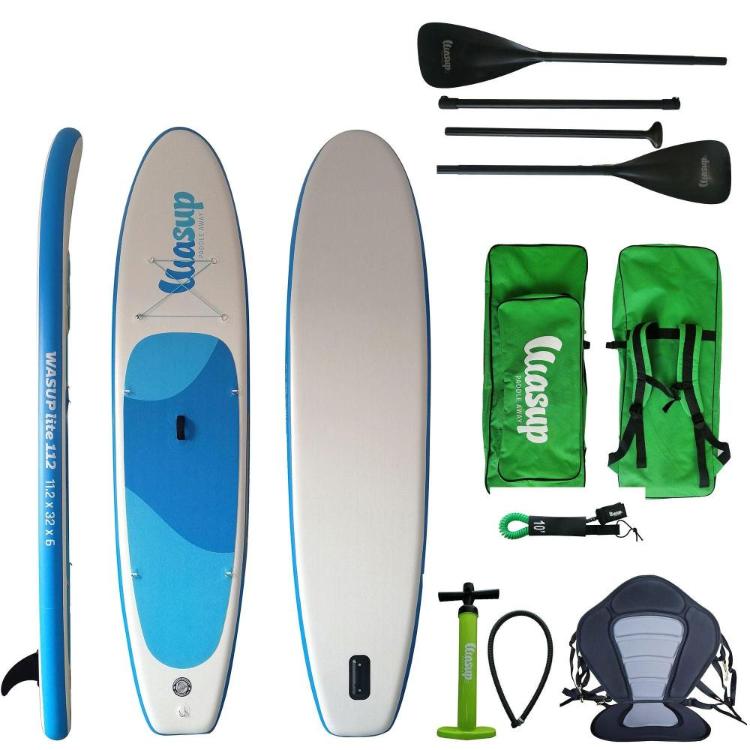 Napihljiva SUP deska WASUP 112 LITE 11.2 x 32 x 6 ONE, s kajak veslom in sedežem