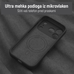 Notranjost ovitka N‑Soft Magnetic z mehko podlogo iz mikrovlaken za zaščito telefona pred praskami.