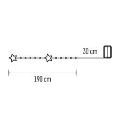 Božična veriga srebrna zvezdice, 20 LED, 1,9 m, 2x AA, notranji, topla bela_1