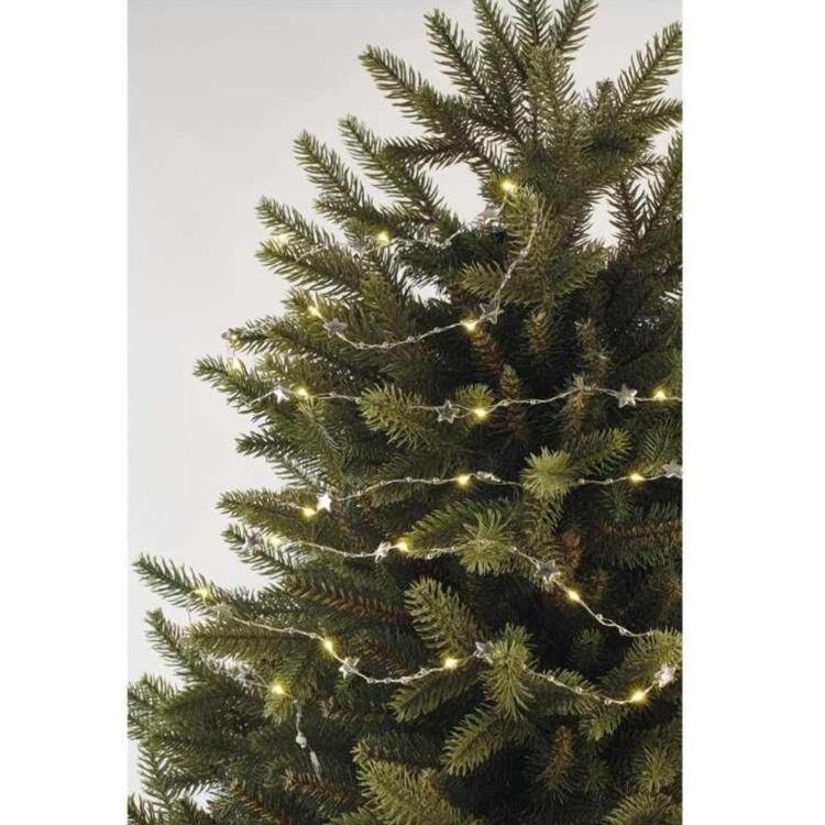 Božična veriga srebrna zvezdice, 20 LED, 1,9 m, 2x AA, notranji, topla bela_2