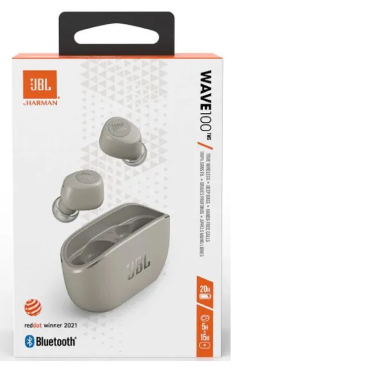 JBL slušalke Wave 100TWS, bež-10