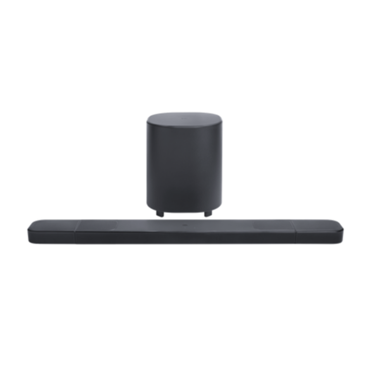 Soundbar JBL 1000 M2 s brezžičnim nizkotoncem, sprednji pogled na komplet domačega kina.
