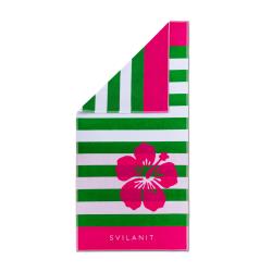 Plažna brisača Svilanit Tropic 80 x 160 cm, bela-zelena-roza