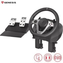 Igralni volan GENESIS SEABORG 400, PC/PS4/PS3/Nintendo Switch/XBOX One/XBOX 360, vibriranje, F1 prestave, nastavljivo vrtenje