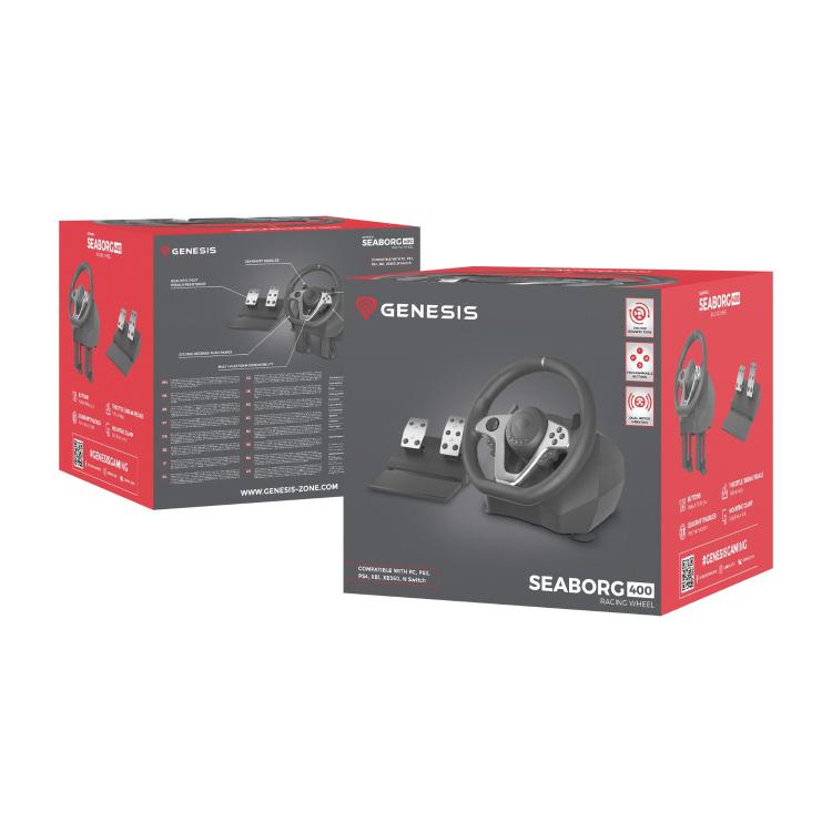 Igralni volan GENESIS SEABORG 400, PC/PS4/PS3/Nintendo Switch/XBOX One/XBOX 360, vibriranje, F1 prestave, nastavljivo vrtenje_8