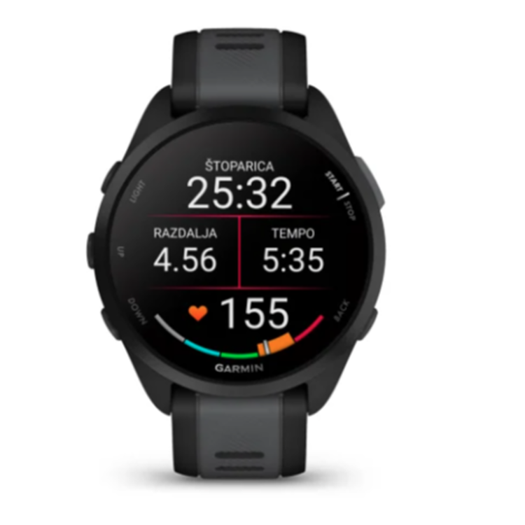 Pametna ura Garmin Forerunner 165, črn/skrilasto siv