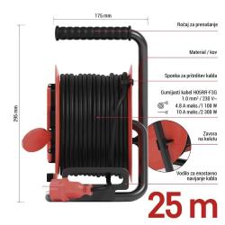 Zunanji kolutni podaljšek Emos 25 m / 4 vtičnice / 230V/400V / 1,0 mm2