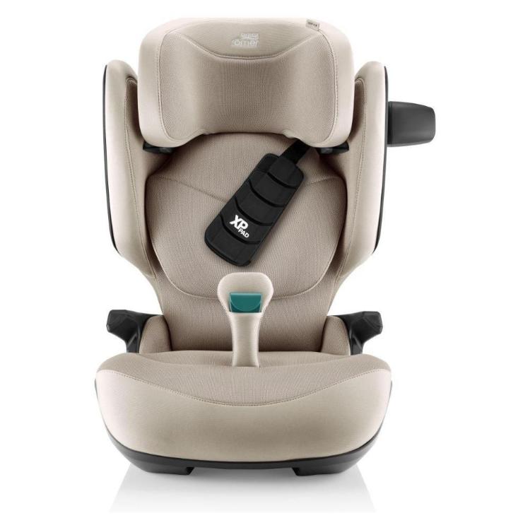 Otroški avtosedež Britax Römer v bež barvi z varnostnim pasom in oporo za glavo